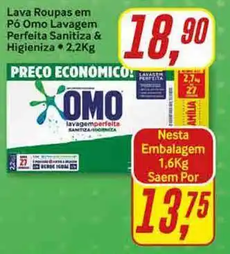 Rede Supermarket Lava Roupas Em Pó Omo Lavagem Perfeita Sanitiza & Higieniza 2.2kg oferta