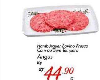 Hambúrguer Bovino Fresco Com Sem Tempero Angus Kg