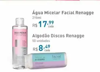 Agua Micelar Facial Renagge Algodão Discos Renagge
