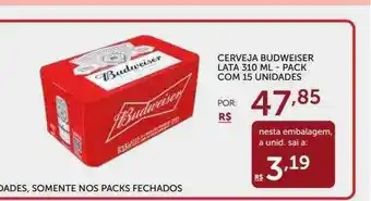 Super Nosso Cerveja Budweiser Lata Pack Com 15 Unidades oferta