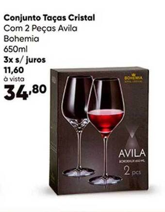 Zaffari Conjunto Taças Cristal Com 2 Peças Avila Bohemia oferta