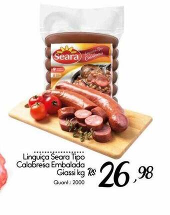 Giassi Supermercados Linguiça Seara Tipo Calabresa Embalada Giassi oferta
