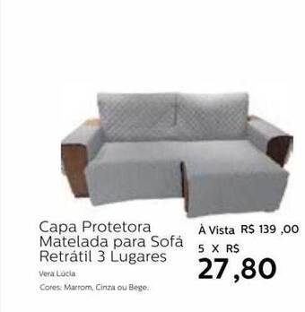 Capa Protetora Matelada Para Sofá Retrátil 3 Lugares