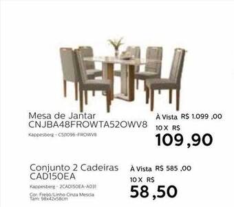 Grupo Formosa Mesa De Jantar Cnjba48frowta52owv8 Conjunto 2 Cadeiras Cad150ea oferta