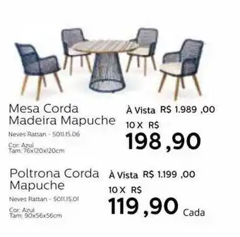 Mesa Corda Madeira Mapuche Poltrona Corda Mapuche