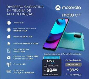 Celular Motorola E20 32gb Unidade
