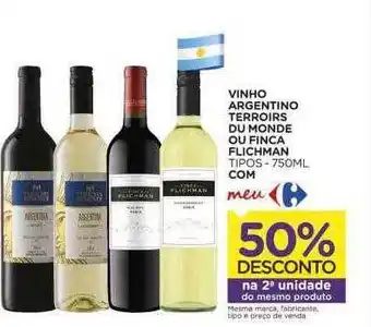 Carrefour Vinho Argentino Terroirs Du Monde Ou Finca Flichman Tipos Com 50% Desconto Na 2a Unidade oferta