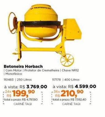 Lojas TaQi Betoneira Horbach oferta