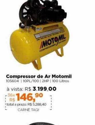 Lojas TaQi Compressor De Ar Motomil oferta