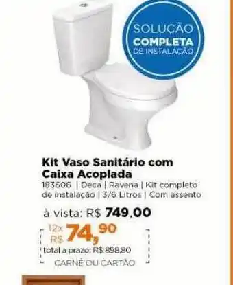 Lojas TaQi Kit Vaso Sanitário Com Caixa Acoplada oferta