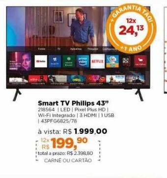 Lojas TaQi Smart Tv Philips 43 oferta