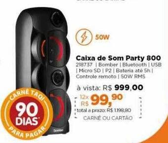 Lojas TaQi Caixa De Som Party 800 oferta