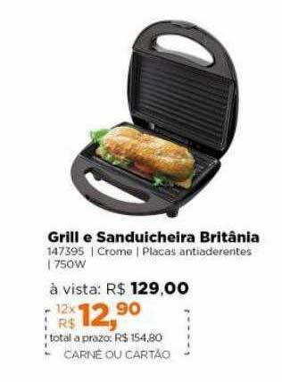 Lojas TaQi Grill E Sanduicheira Britânia oferta