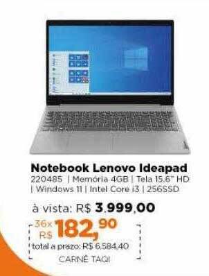 Lojas TaQi Notebook Lenovo Ideapad oferta