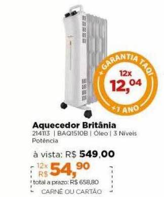 Lojas TaQi Aquecedor Britânia oferta
