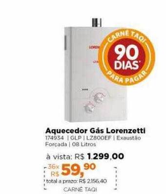 Lojas TaQi Aquecedor Gás Lorenzetti oferta