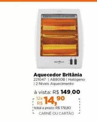 Lojas TaQi Aquecedor Britânia oferta