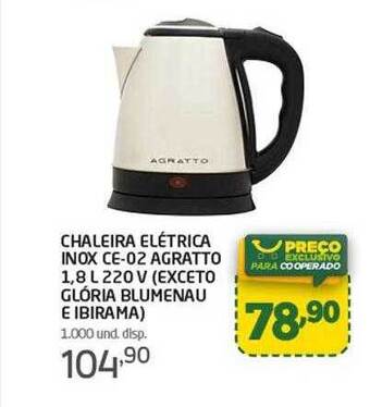 Chaleira Elétrica Inox Ce-02 Agratto 1.8l 220v