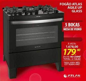 Lojas Cem Fogão Atlas Agile Up Glass oferta