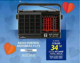 Lojas Cem Rádio Portátil Motobras 71-73 oferta