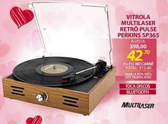 Lojas Cem Vitrola Multilaser Retrô Pulse Perkins Sp365 oferta