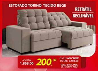 Lojas Cem Estofado Torino Tecido Bege oferta