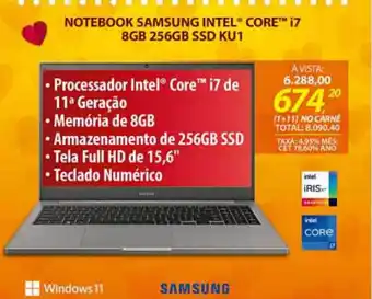 Lojas Cem Notebook Samsung Intel Core I7 8gb 256gb Ssd Ku1 oferta