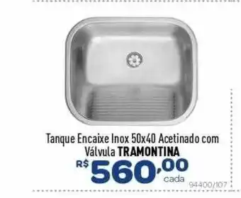 Tanque Encaixe Inox 50x40 Acetinado Com Valvula Tramontina
