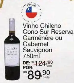 Mambo Vinho Chileno Cono Sur Reserva Carménère Ou Cabernet Sauvignon oferta