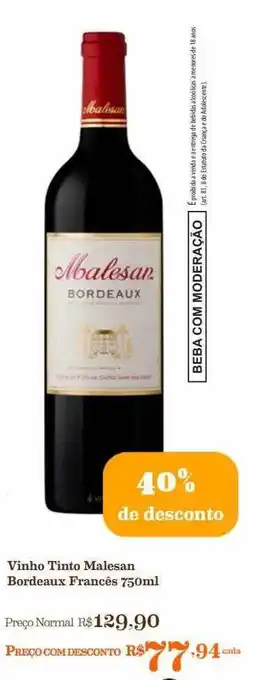Mercadinhos São Luiz Vinho Tinto Malesan Bordeaux Francês 40% De Desconto oferta