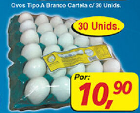 Supermercados Guanabara Ovos Tipo A Branco Cartela c/ 30 unids. oferta