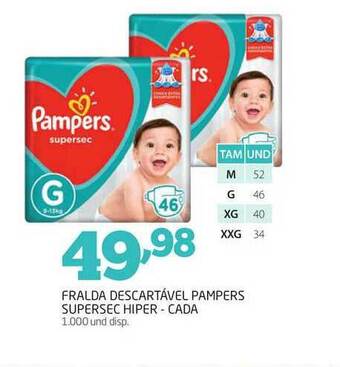 Cooper Fralda Descartável Pampers Supersec Hiper oferta