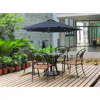Best Buy MyPatio LED 9 ft. Round Patio Umbrella - Navy offer
