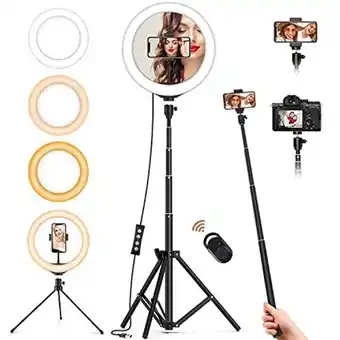 Amazon 10" selfie ring light with stand (11.8'' to 67'') and 2 phone holder, led ring light for makeup/live streaming/youtube video, offer