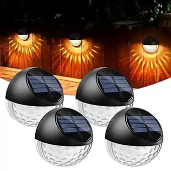Amazon Quntis solar light outdoor 4pack,ip65 waterproof solar fence lights,auto on/off led solar lights,warm white light solar deck offer