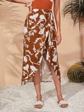 SheIn Shein floral print wrap hem skirt offer