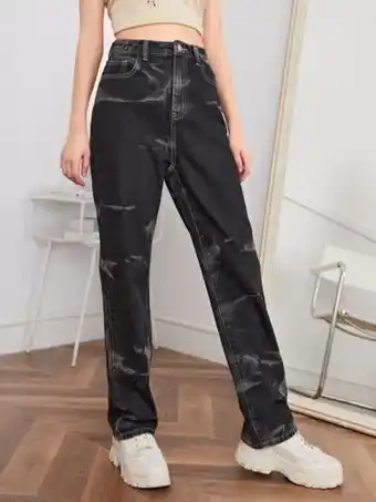 SheIn Teen girls graphic slant pocket jeans offer