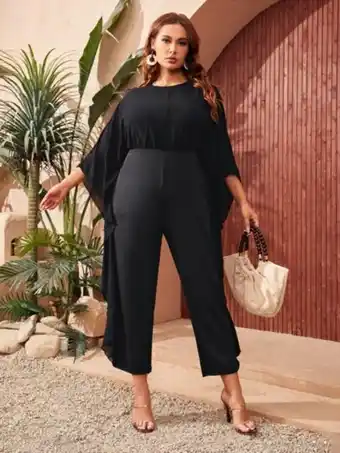 SheIn Shein plus ruffle trim batwing sleeve jumpsuit offer