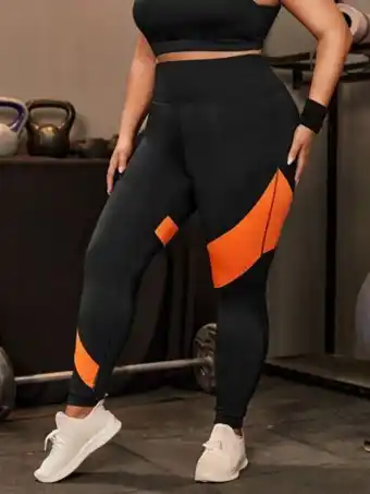 SheIn Plus colorblock wide waistband sports leggings offer