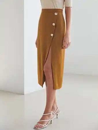 SheIn Motf premium straight fit button side skirt offer