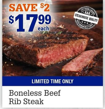 M & M Food Market Boneless Beef Rib Steak offer