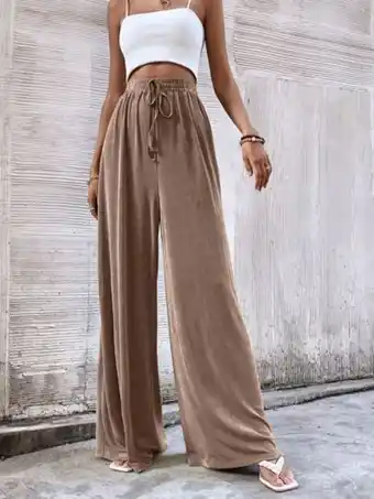 SheIn Tie waist wide leg pants offer