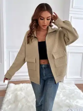 SheIn Flap pocket drop shoulder quilted jacket offer