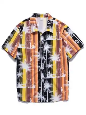 SheIn Romwe guys striped tropical print shirt offer