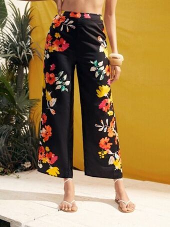 SheIn Shein floral print wide leg pants offer