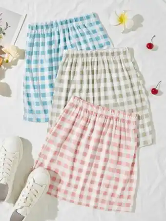SheIn Girls 3pcs gingham print a-line skirt offer
