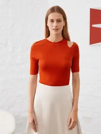 SheIn Motf premium wool-mix cut out knit top offer