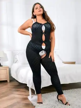 SheIn Plus plaid cut-out bow teddy bodysuit offer