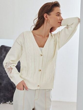 SheIn Motf premium wool mix cable knit cardigan offer