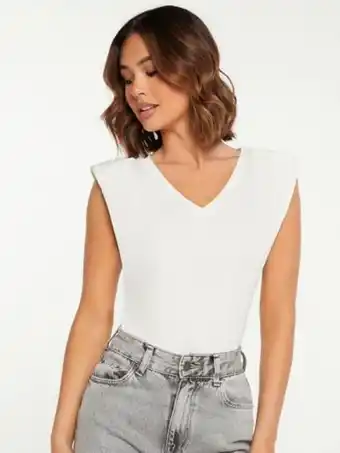 SheIn Shein basics shoulder pad v neck solid tank top offer